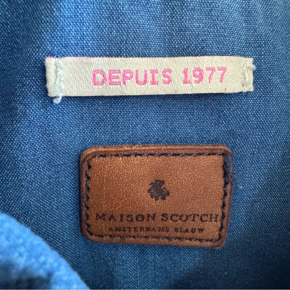Scotch & Soda Maison Scotch Blue Denim Button Down Shirt Cotton Minimal Casual - Picture 11 of 13